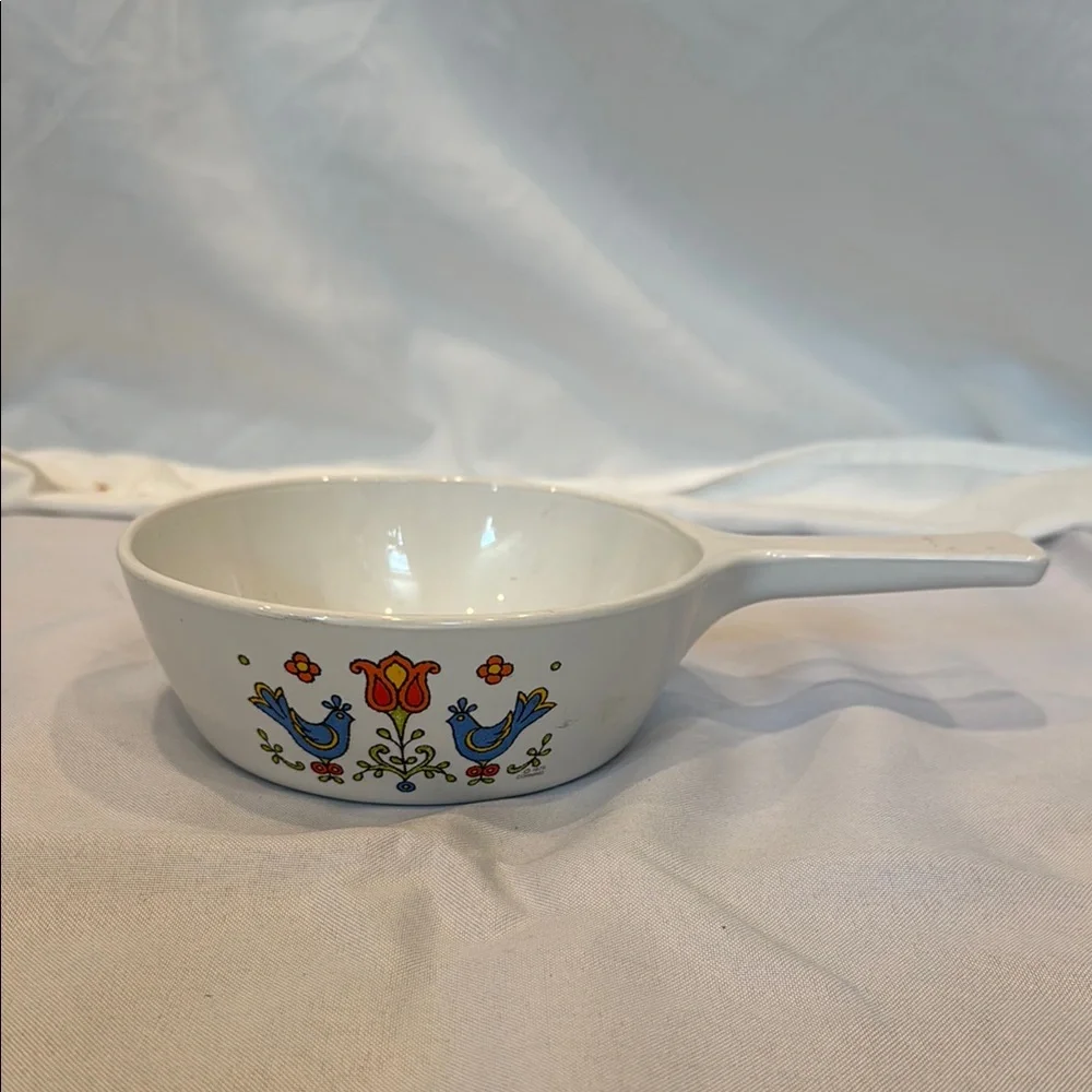 Vintage Corning Ware 1975 Country Festival/Blue Bird Pattern Sauce Skillet - Picture 1 of 5